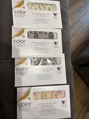 Color Street Floral Nail Strips in Green, Pink, Cream & Black Accents